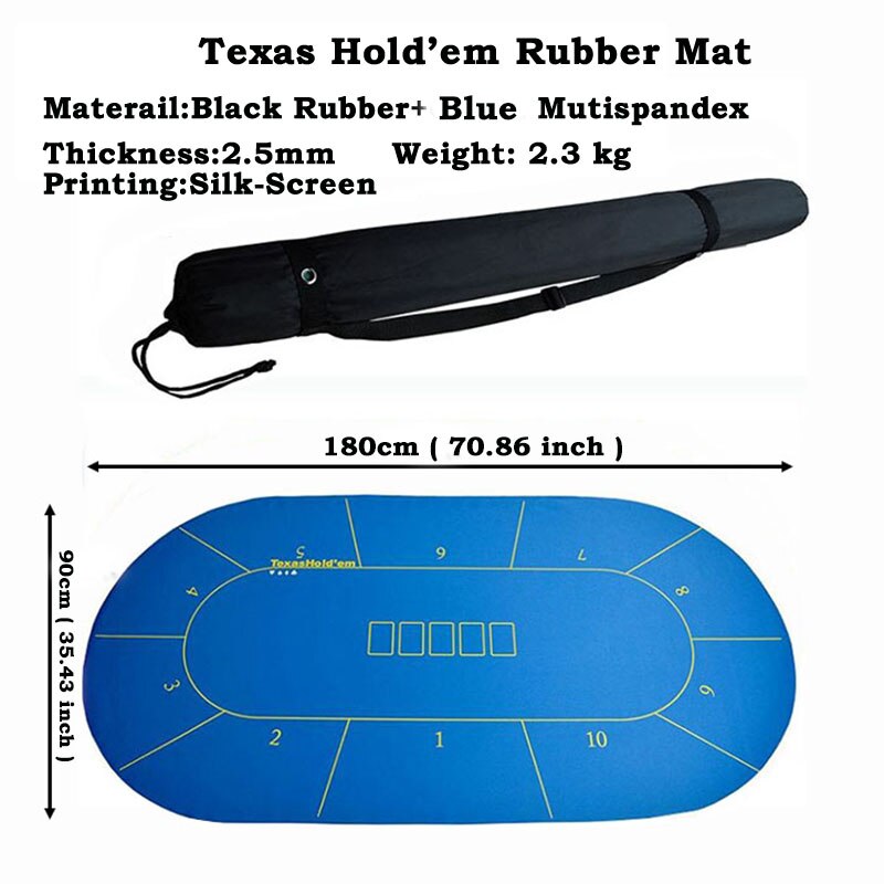 Alfombra de goma para póker, Texas Hold'em tapete de juego, tamaño de distribución de mesa de Casino: 90cm x 180cm, 1 unidad: Blue oval