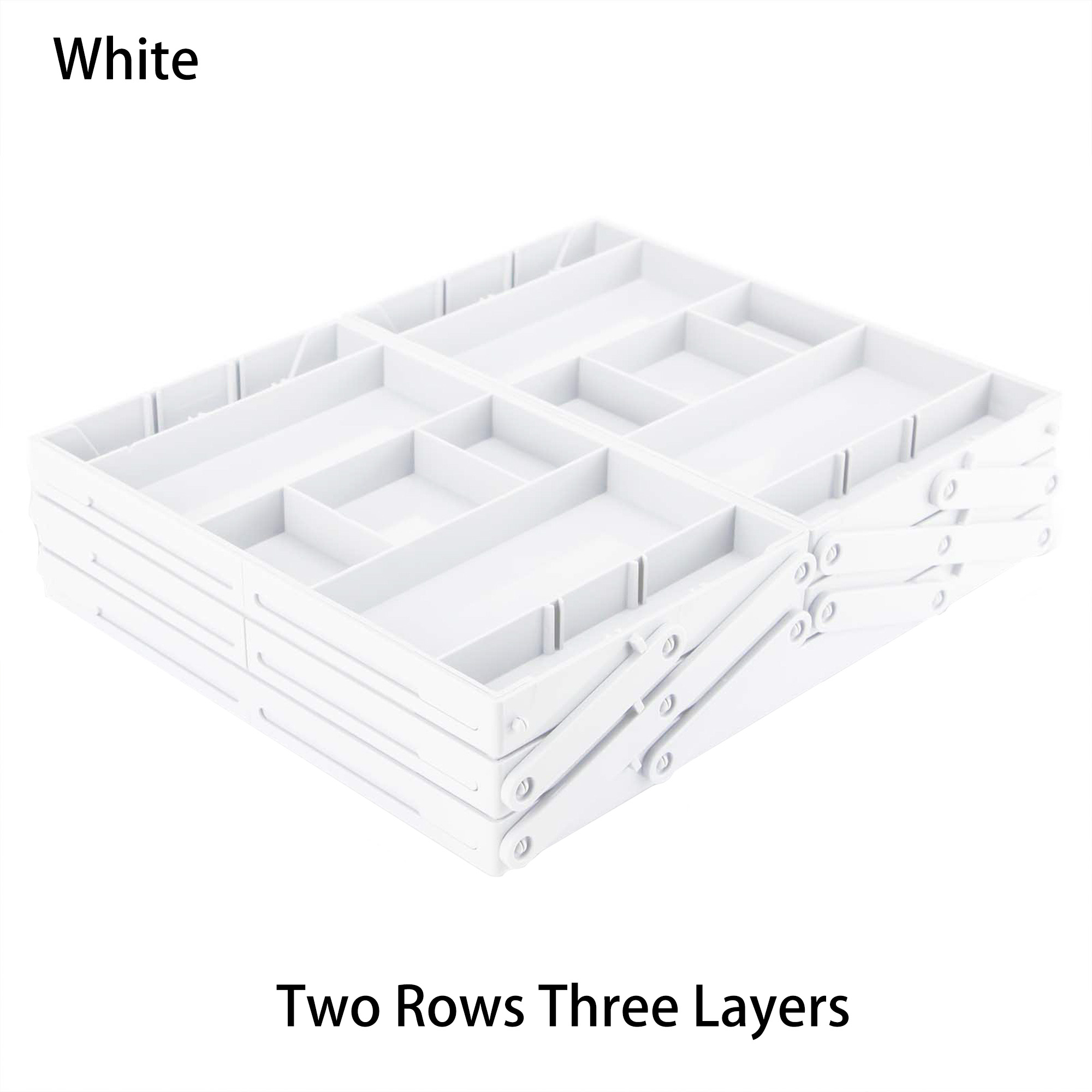 Organizador de cajones de 2/3 niveles, bandejas organizadoras de escritorio expandibles plegables de varios niveles para suministros de oficina, utensilios de cocina: Plata
