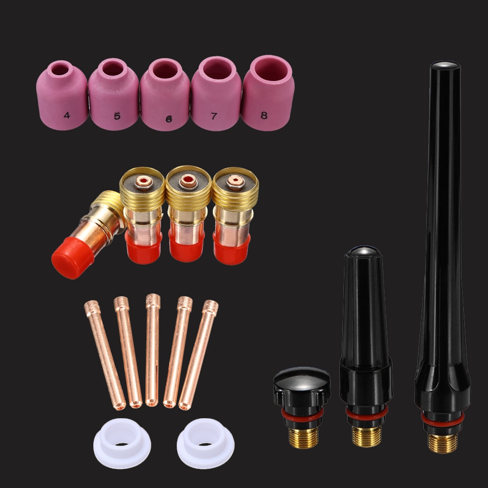 Tig Welding Torch accessories For WP-17/18/26 Tig collet body gas lense SR17 SR18 SR26 back cap welding kit alumina cup nozzle