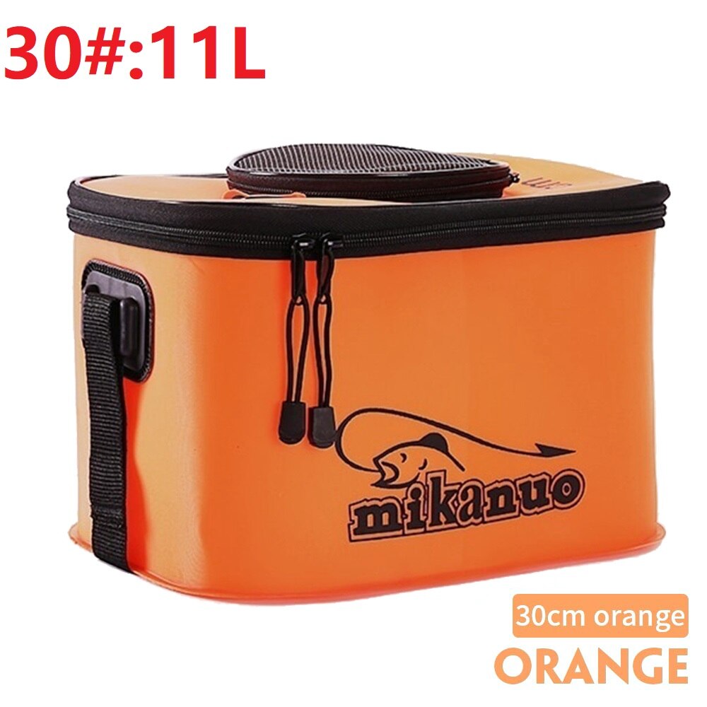 5 Sizes 11-35L Portable Zipper live Fishing Bucket Outdoor Folding EVA Fishing Bag Live Fish Bucket Camping Hiking Fishing Bag: Orange 11L