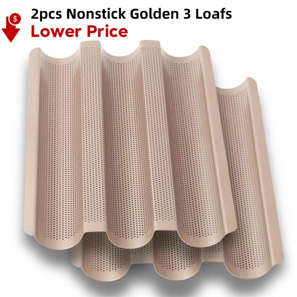 Molde De Acero Inoxidable Para Hornear Pan Francés, Tamaño 38x33x2.4 Cm, Plateado, Sin Marca
