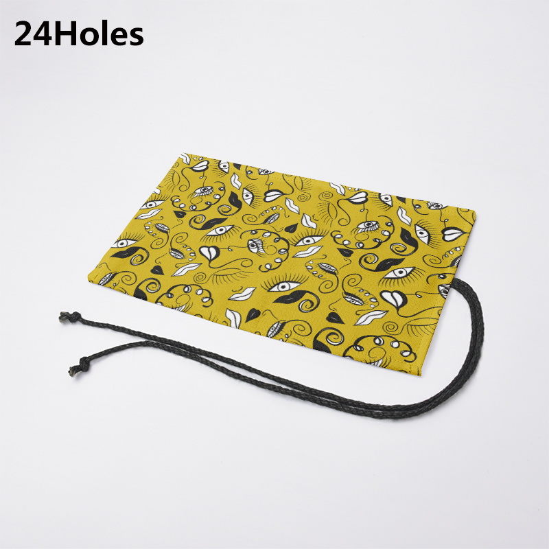 Estuche de lona con 12/24/36/48/72 agujeros, bolsa de almacenamiento de papelería escolar, estampado a la , para lápices, rollo de bolígrafo, cortina Unisex: 24K-4