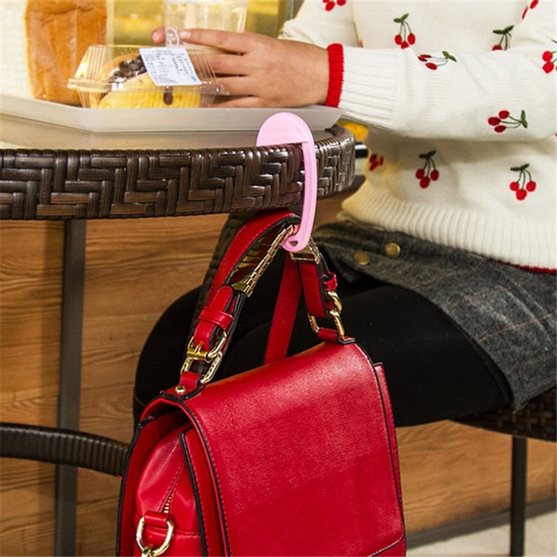 Mini Portable Plastic Bag Hook Clothes Purse Bag Hanger Buckle Device Table Chair Desk Brim Bag Hook Handbag Holder