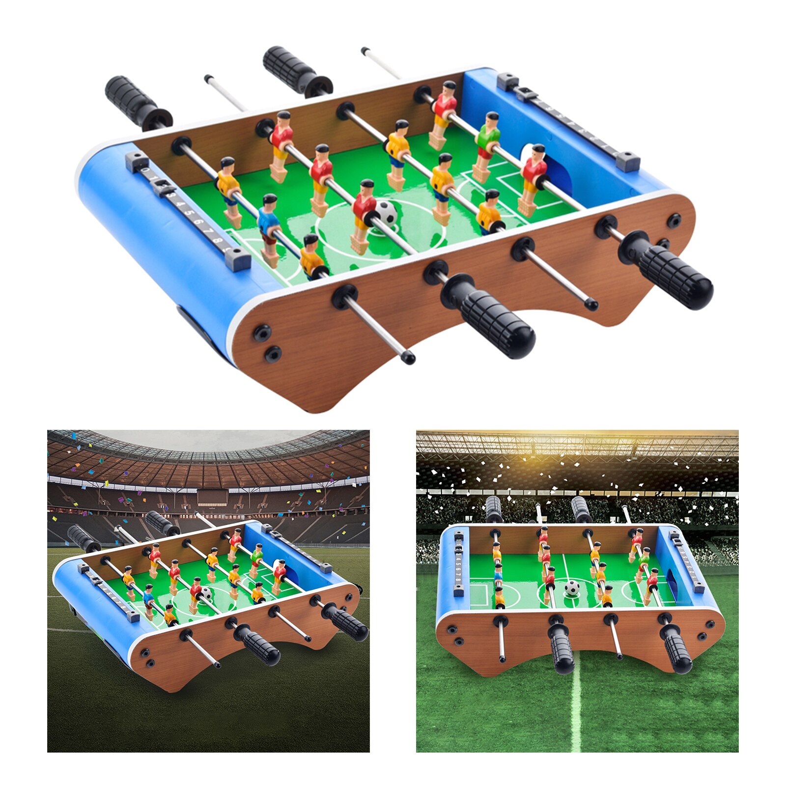 Juego de mesa de futbolín portátil, minijuego de fútbol, con pelota y