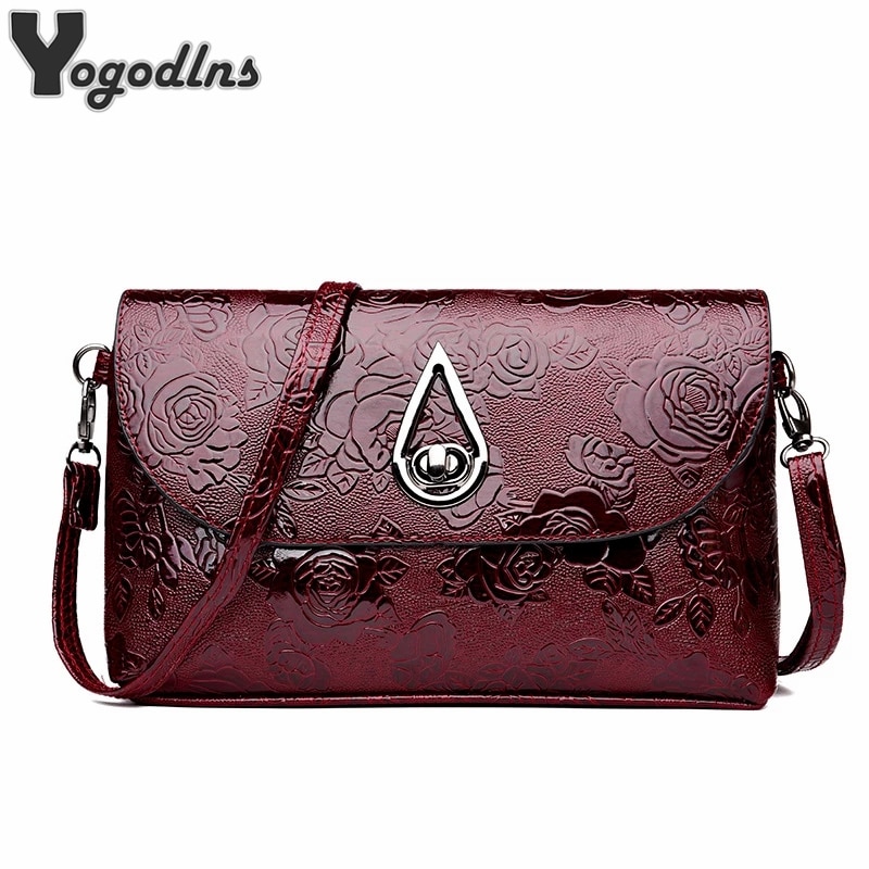 Retro Rose Flower Embossed Sling Bags Mother Single Shoulder Purse Flap Crossbody Bag Ladies Party Purse Bag