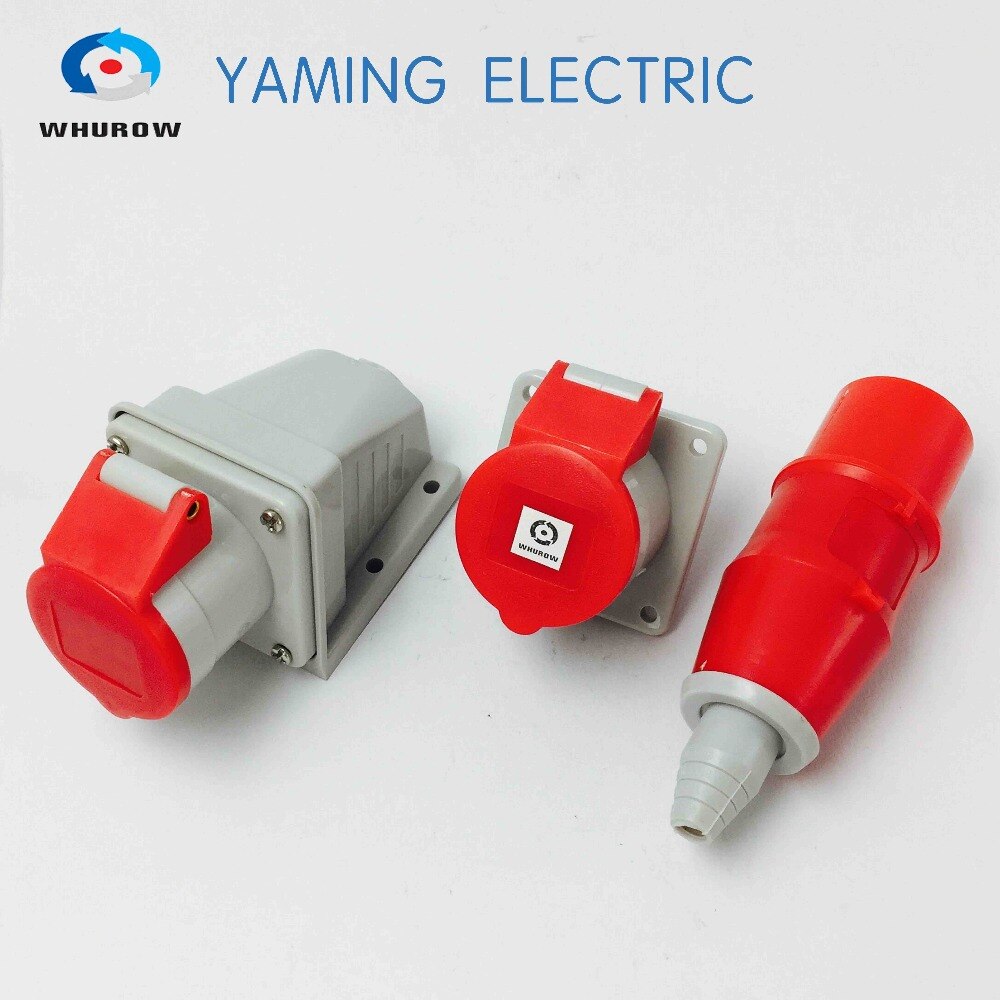 4 Pins Plug And Socket 16Amp 3P+E Splash Proof Cable Protected Industrial Red Connector Male And Female