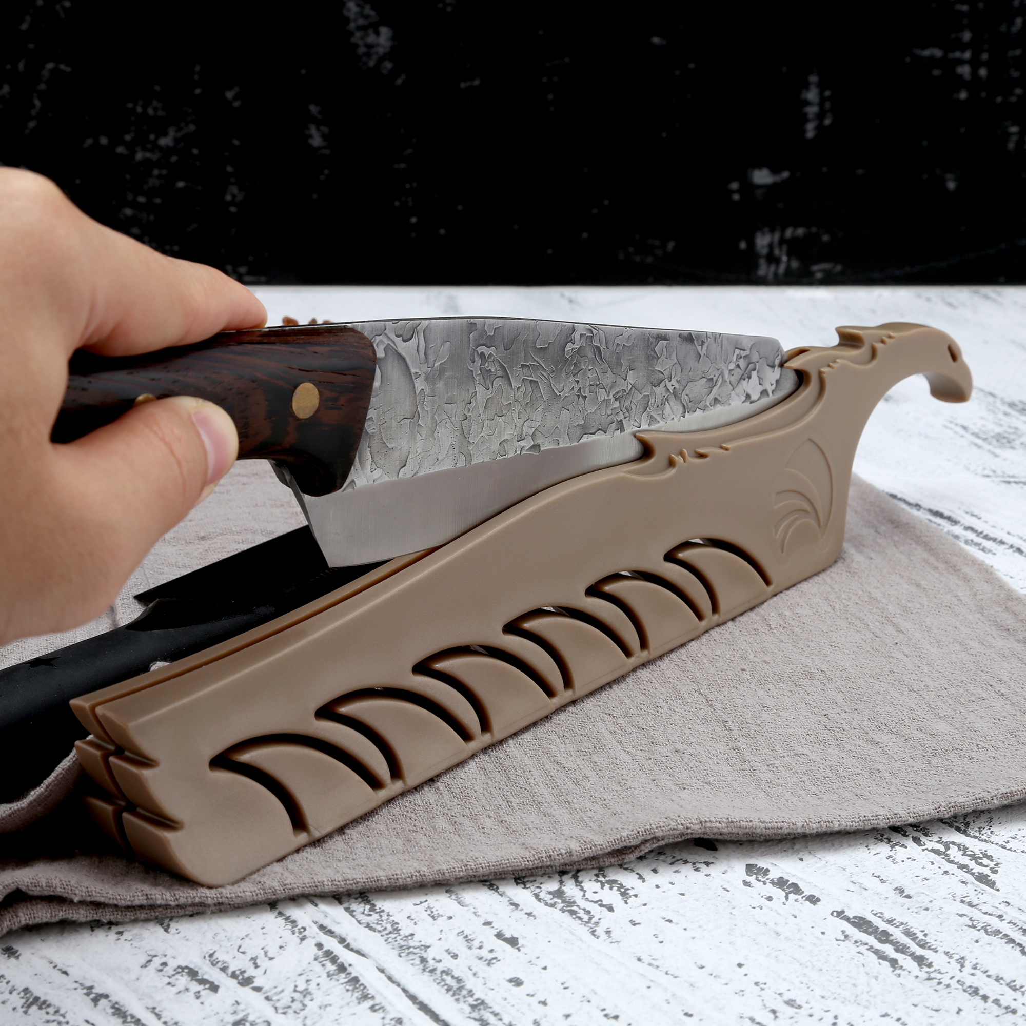 XYJ Eagle knife sheath holder 3 pack large size plastic kitchen knives sheath cover for single knife storage and display
