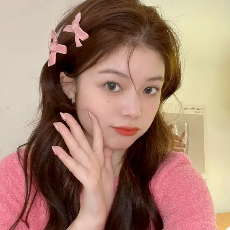 Horquilla de cinta con lazo de terciopelo para niña, Retro, Lolita, bonita pinza para el pelo pequeña, pasadores, accesorios para la cabeza para mujer