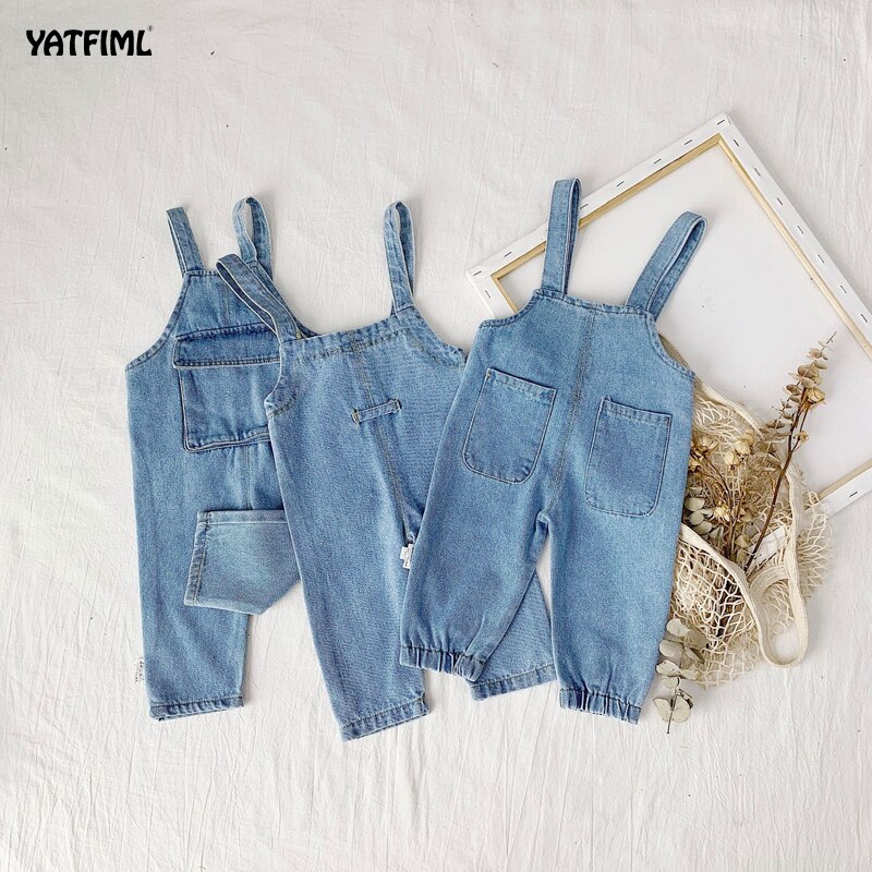 YATFIML Peuter Jongens En Meisjes Jeans Jumpsuit Herfst Kids Kleding Kinderen Denim Overalls Baby Broek Rompertjes
