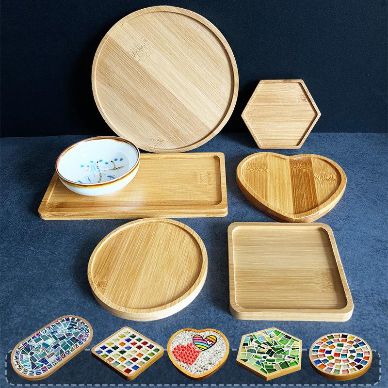 Sous-verre en mosaïque pour bricolage, pratique, accessoires faits à la main, carré amour rond, rainure en bambou