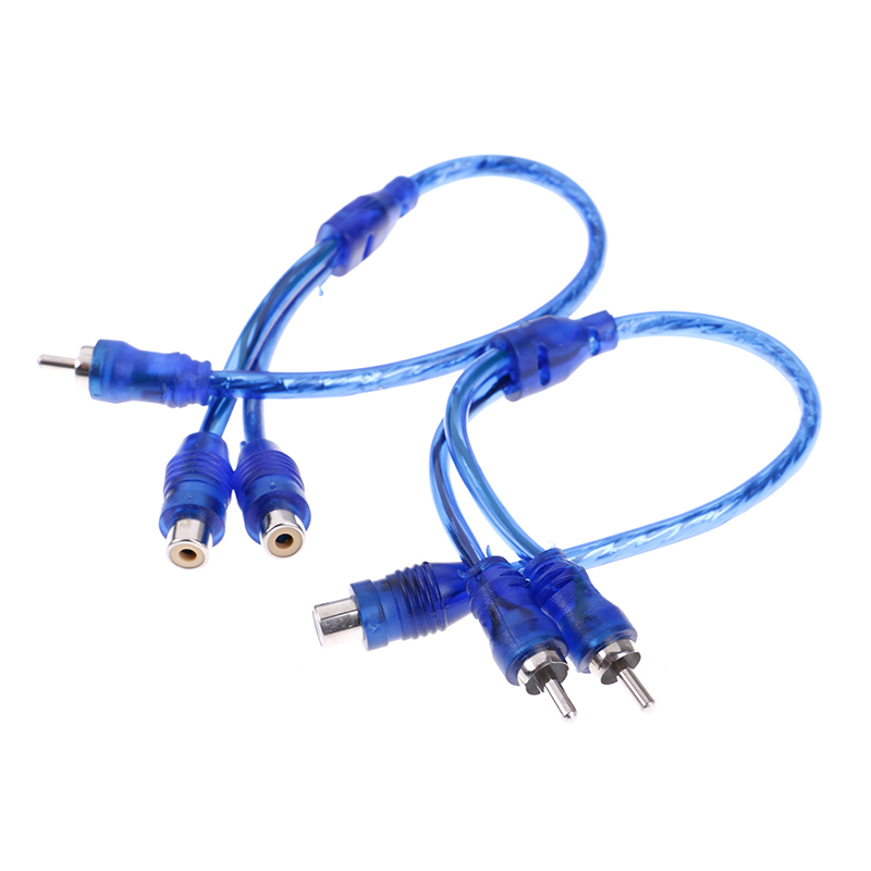 2 RCA Female To 1 RCA Male Splitter Car Audio Adapter Cable Wire Connector Car Audio System Subwoofer Portable Speaker