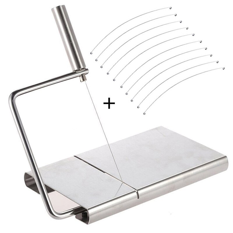 Cheese Slicer - Cutting Serving Board for Hard and Semi Hard Cheese or Butter, Stainless Steel Cutting Wire Cheese Board: Silver