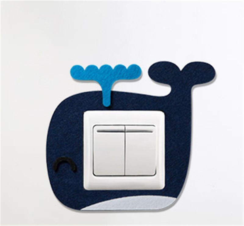 Søde dyr hval gris hund pingvin lyskontakt klistermærke wallsticker til børn baby børnehave boligindretning filt switch sticker