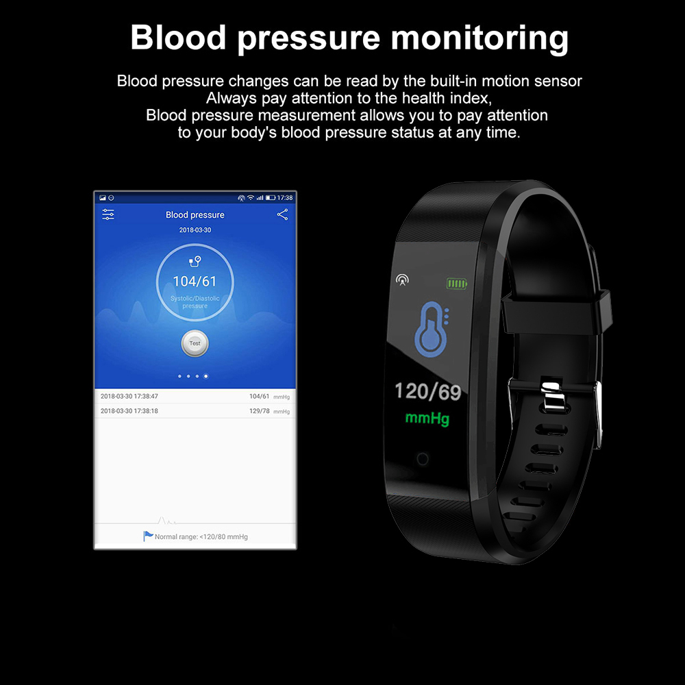 Pulsera inteligente deportiva resistente al agua IP67, con pantalla TFT de 0,96 pulgadas, control del ritmo cardíaco y de la presión arterial, para Fitness y calorías
