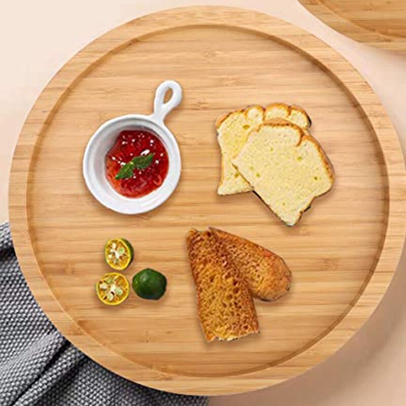 12 Inch Diameter Bamboo Lazy Susan Turntable For Kitchen Spice Bottle