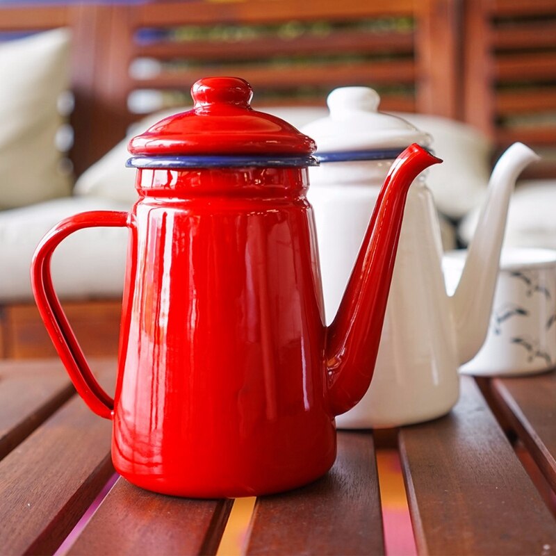 Cafetera esmaltada de 1,1 L, tetera de mano, cocina de inducción, estufa de Gas Universal