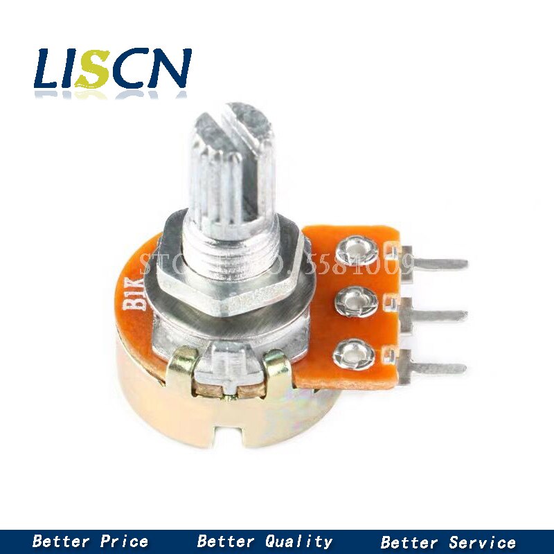 5 Sets WH148 1K 10K 20K 50K 100K 500K Ohm 15mm 3 Pin Linear Taper Rotary Potentiometer Resistor for Arduino with AG2 cap