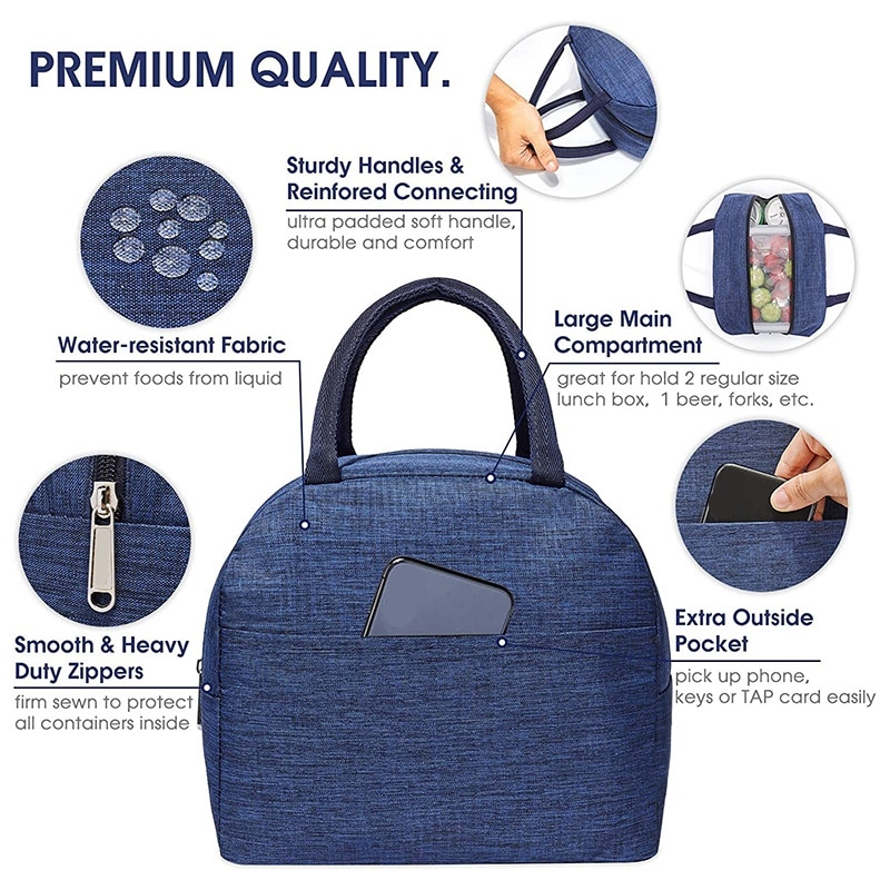 Borsa termica borsa termica borsa pranzo borsa da Picnic leggera 8L per scuola di lavoro impermeabile (blu)