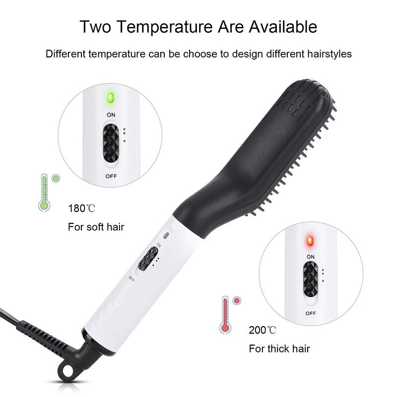 Peine de alisado de pelo eléctrico para hombre, cepillo alisador de barba, rizador de cerámica, peinador rápido