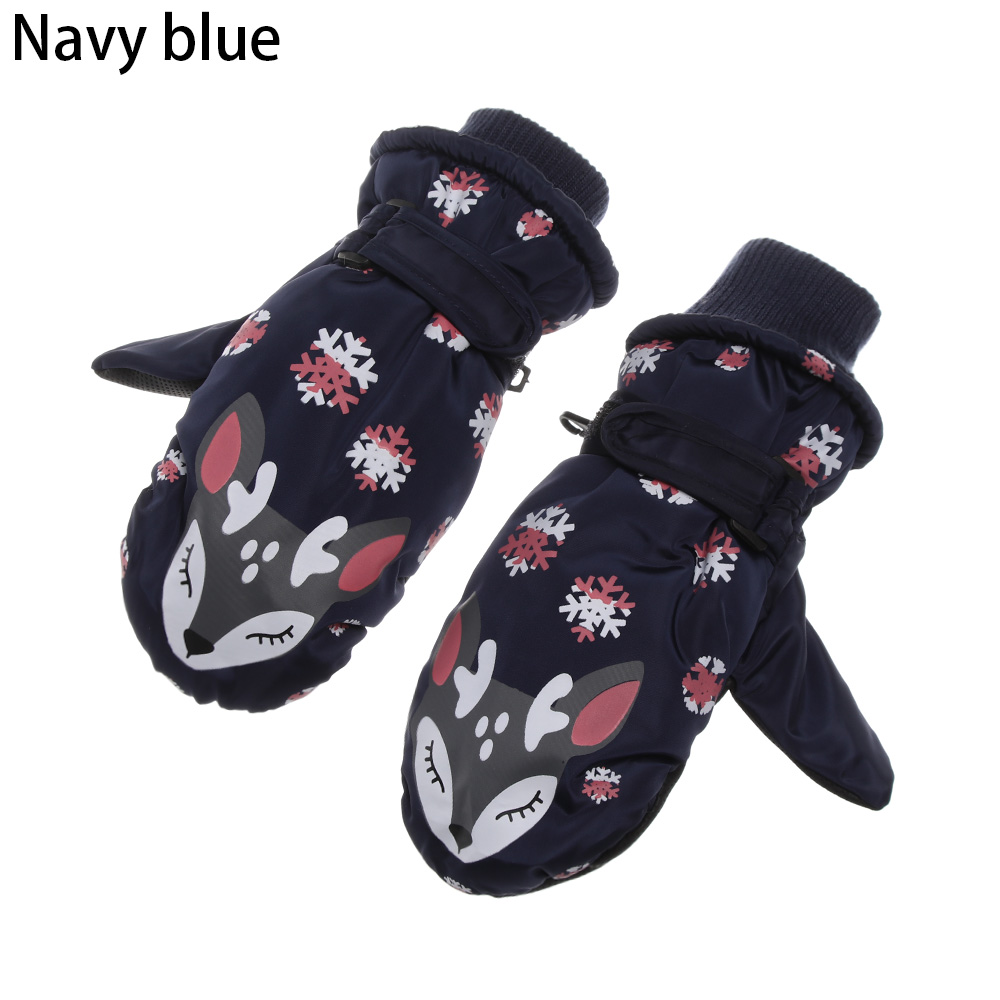 Enfants hiver gants de Ski garçons filles sport imperméable à l'eau coupe-vent anti-dérapant neige mitaines étendu poignet gants de Ski: 1-navy blue