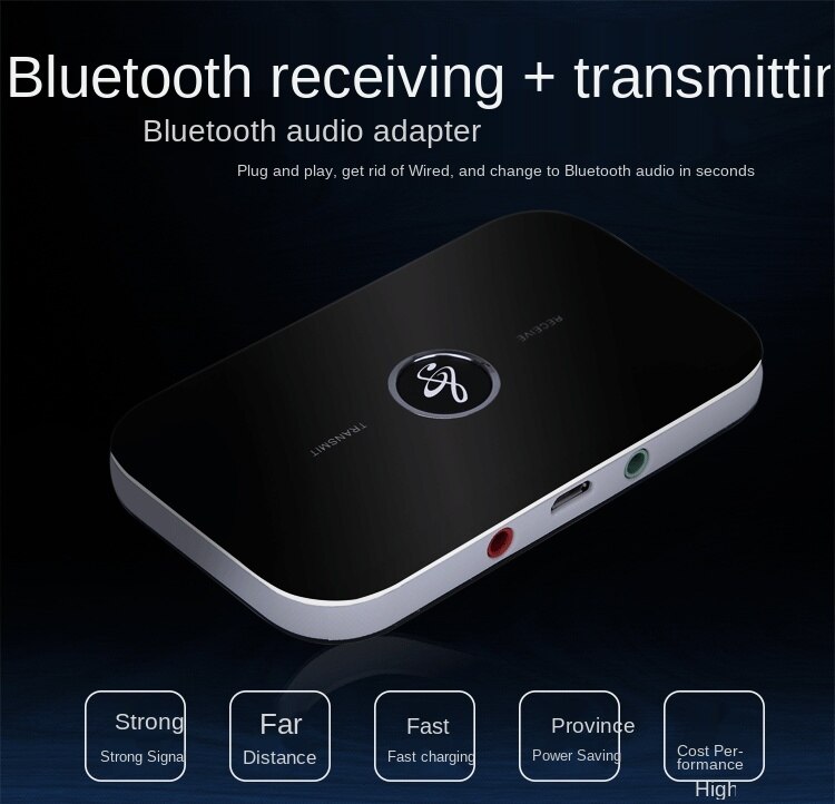 B6 Bluetooth Adapter Two-in-one Bluetooth 4.0 Receiver Transmitter 3.5MM Supports Android, IOS, PAD, Bluetooth Audio Equipment