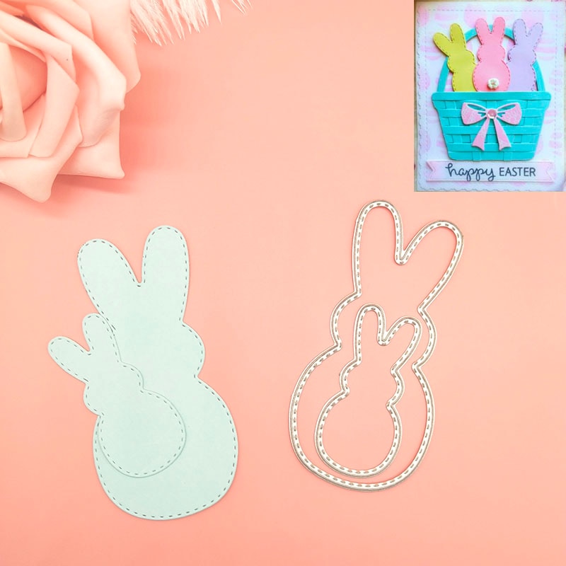Pasen Leuke 2 Bunnies Bunny Konijn Metalen Stansmessen Cutter Mes Mold Stencils Voor Card Making Decoratief Papier Kaarten Diy