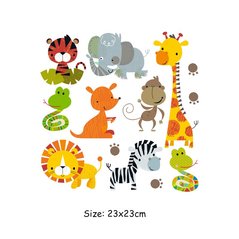 Naszywki w kształcie zwierząt na ubrania kreskówka zwierząt zestaw naklejki termiczne naprasowanki na dla dzieci T-koszula sukienki naszywki dla dzieci: 23x23cm