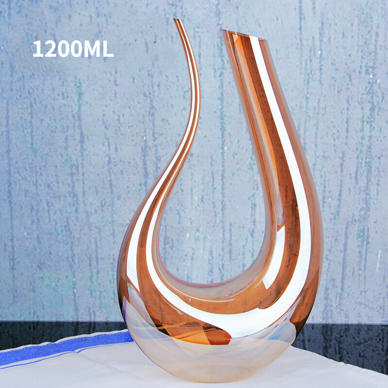 Swan decanter spiral 6-shaped decanter crystal high-end 1500ml box harp wine bottle: Golden 1200ML