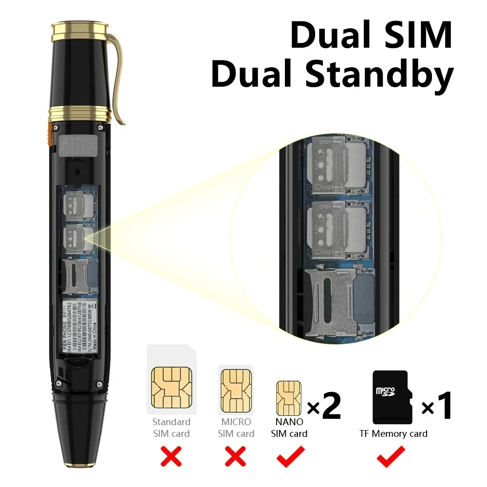 Neue BM111 praktisch Stift 1800 mAh 2G GSM Dual SIM Kamera Fan Bluetooth Dialer Radio Recorder Magie Stimme praktisch