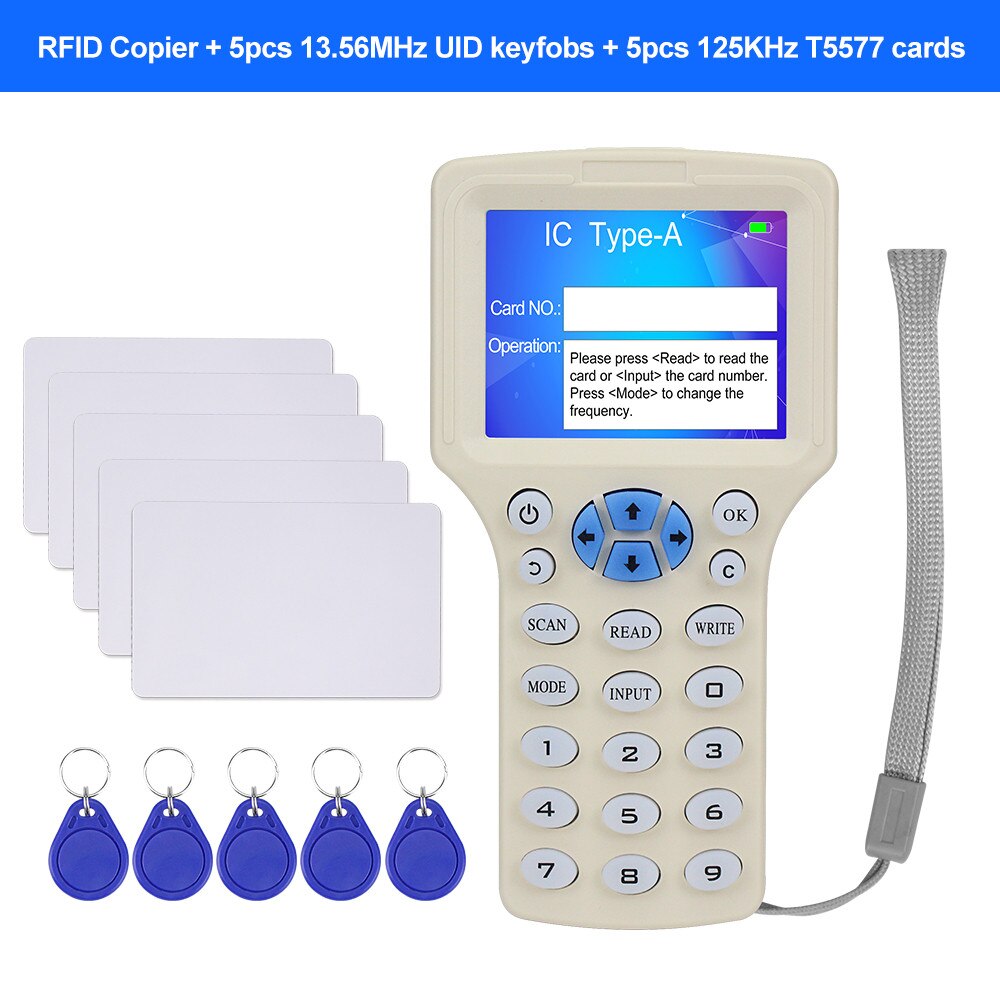 Rfid super featured smart card reader 125 khz key card copier rfid duplicator 13.56 mhz encrypted programmer usb uid  / t5577: Ns208 5 uid 5 t 5577