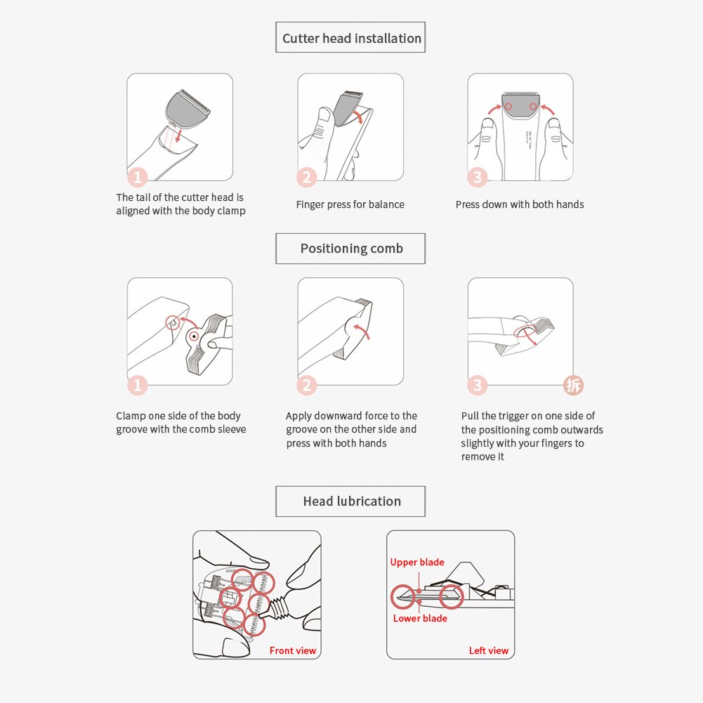 Cordless Toddler IPX7 Waterproof Salon Home Ultra Quiet Trimmer Rechargeable Baby Hair Clippers Kit Safety ABS