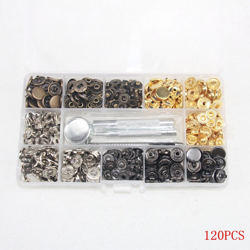 Prajna eyelet 40/80/100/120 sett mix farge maljer metall kobber fire-knapps installasjonsverktøy knapp jakke mørk spenne 12.5mm