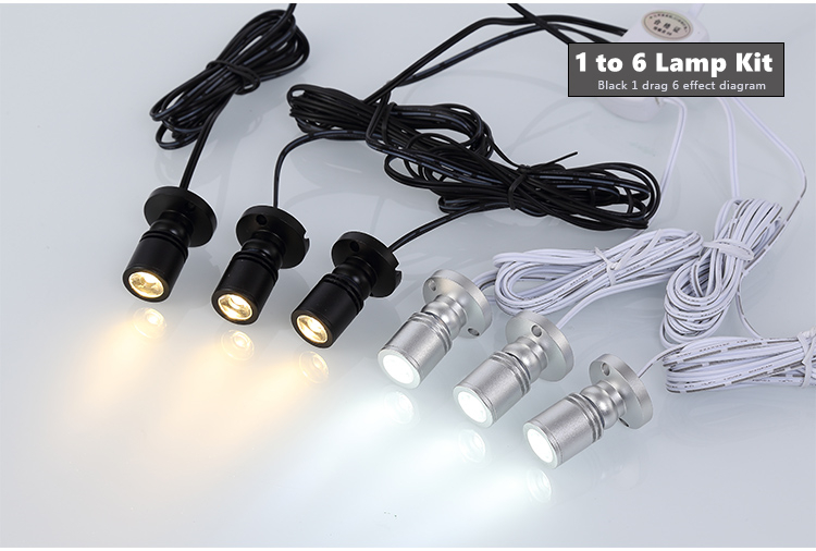 DC5V Mini LED Strahler Schmuck Vitrine Schrank Lampe 1W Dimmen Beleuchtung Bausatz Einstellbare Winkel Aluminium Stelle Licht USB Stecker: M / Grün / 4w