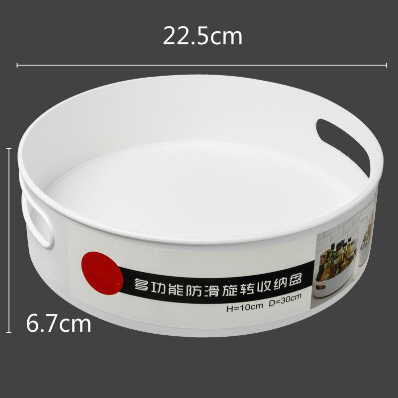 Bandeja de almacenamiento rotativa antideslizante multifunción, estante de plástico giratorio para cocina, baño, , escritorio de cosmética con rotación de 360 grados: white-22.5cm