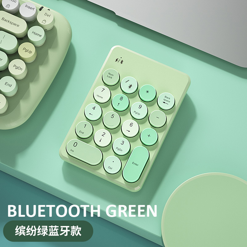 Wireless Numeric Keyboard Bluetooth Keypad Mini Numpad Mix Color Candy Protable For Laptop PC Computer Windows Teclados: BLUETOOTH GREEN
