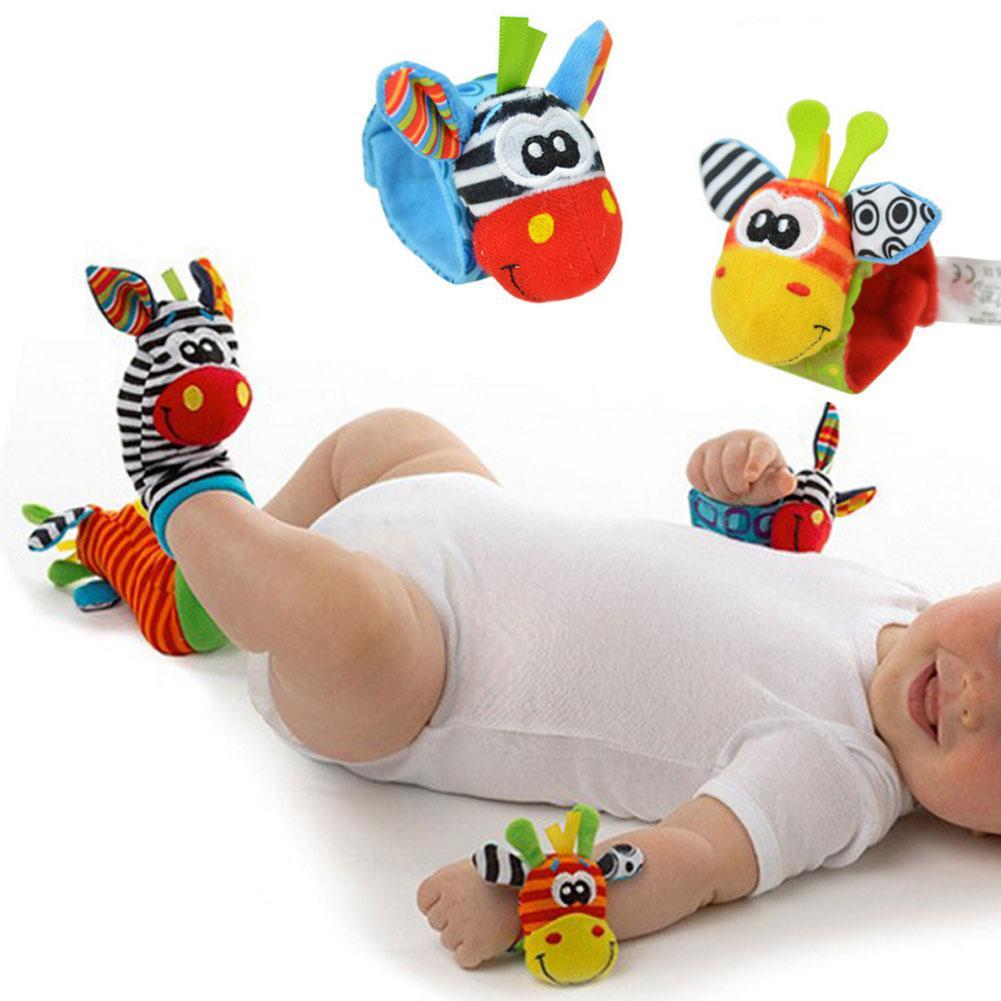 Dier Rammelaar Baby Horloge Met Polsband, Sokken Met Baby Bel Rammelaar Speelgoed Pasgeboren S1X7