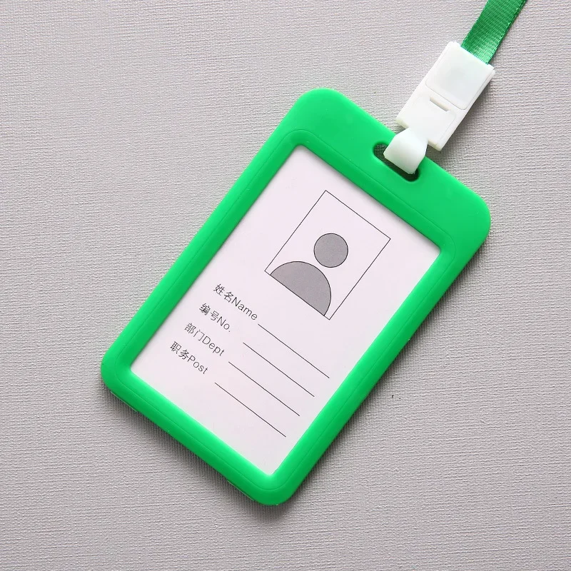 Color ID Card Holder Lanyard Badge Holder Name Id entification Sleeve Dual Clear Business Exhibit Office school strap Neck Hang: Blue