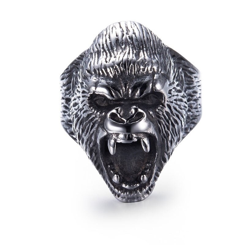 Gorilla Skull Alloy Ring for Men Retro Exaggerated Personality Men's Rings Jewelry Accessories