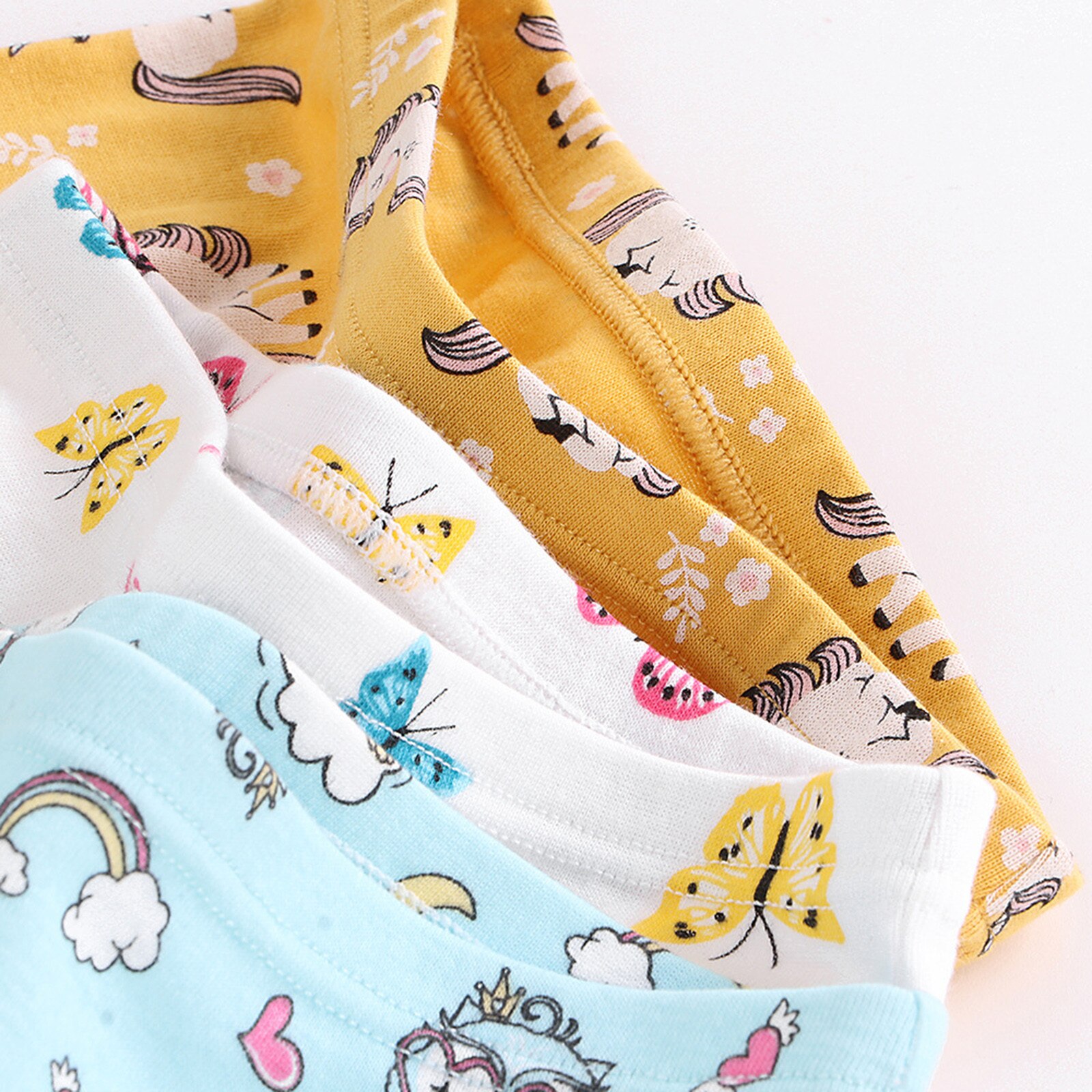 3pcs Girls Cartoon Boxes Chidren Cotton Underwear Rainbow Printing Panties Kids Short Panties Girl Underpants Size 2T-10T