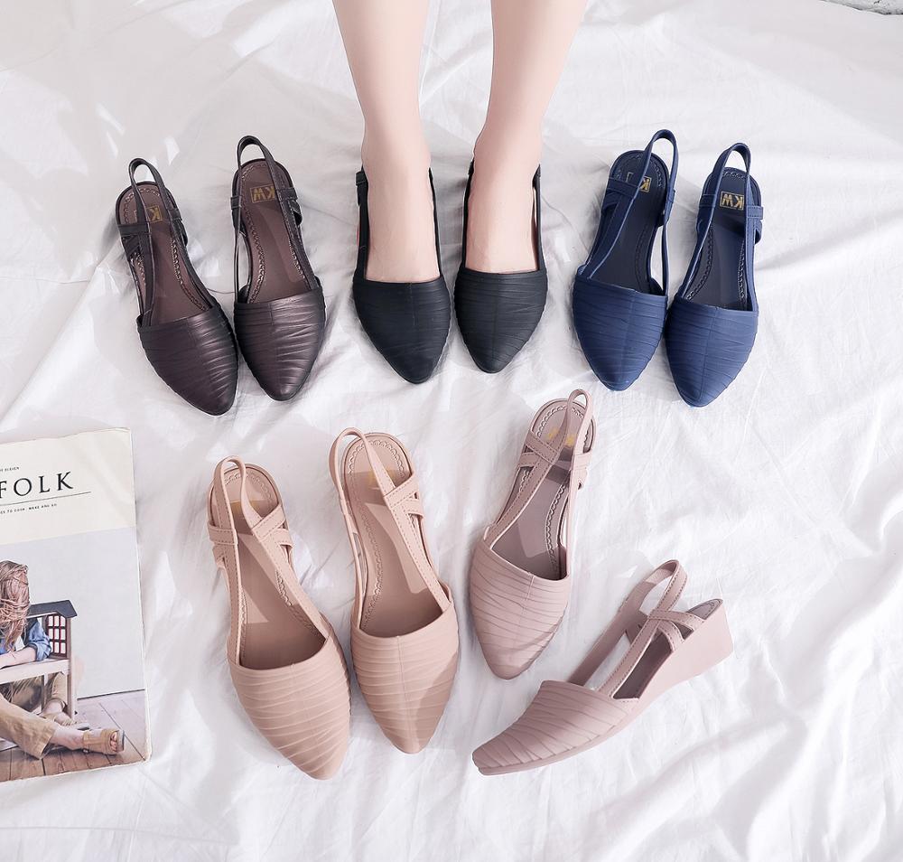 sandalias para mujer, zapatos de punta afilada, zapatos de gelatina, suela suave, Sandalias de tacón bajo, zapatos casuales al aire libre para la playa de calle diaria, Rosa