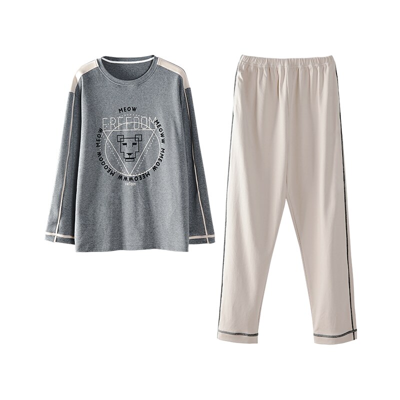Pyjama M-4XL coton pour homme, vêtements de maison, amples, décontractés, automne-hiver, 100%