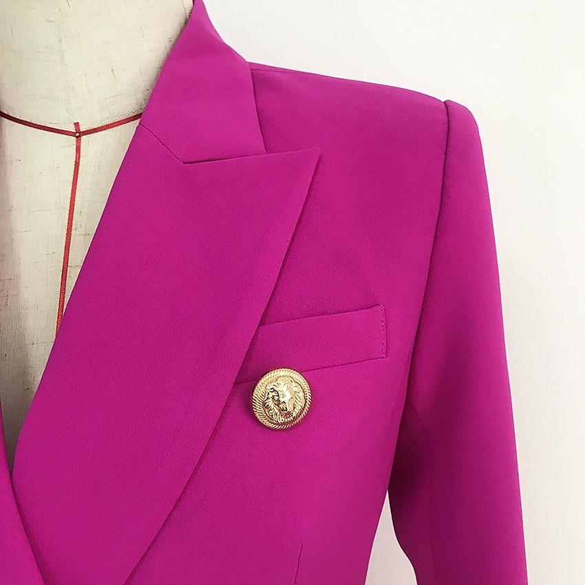 High street blazer dame dobbeltradet løveknapper slim fit lækker lilla blazer jakke