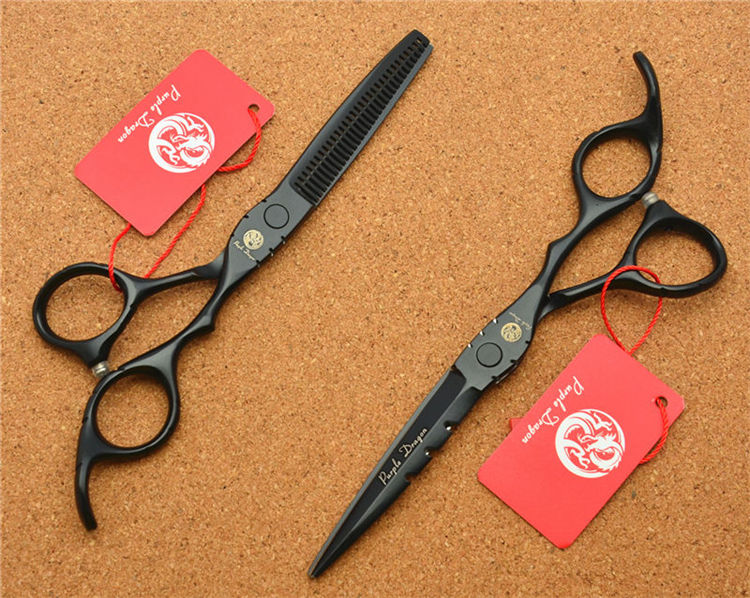 5.5 ''fioletowy smok JP 440C czarny nożyczki fryzjerskie nożyce robić cięcia degażówki profesjonalne nożyczki robić włosów ludzkich Z1010: 2szt nie Case K