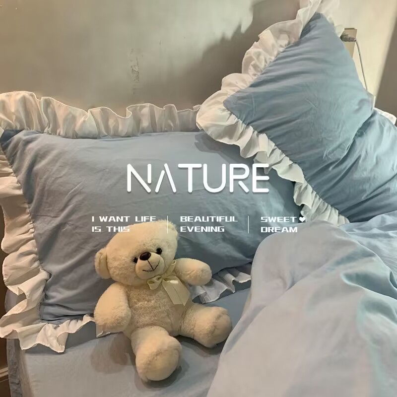 eins Prinzessin Stil Bettwäsche-setzt Rüschen Spitze Bogen Bett bezug romantische Bettwäsche Dekor Frau Mädchen Schlafzimmer Bett bezug 4 stücke