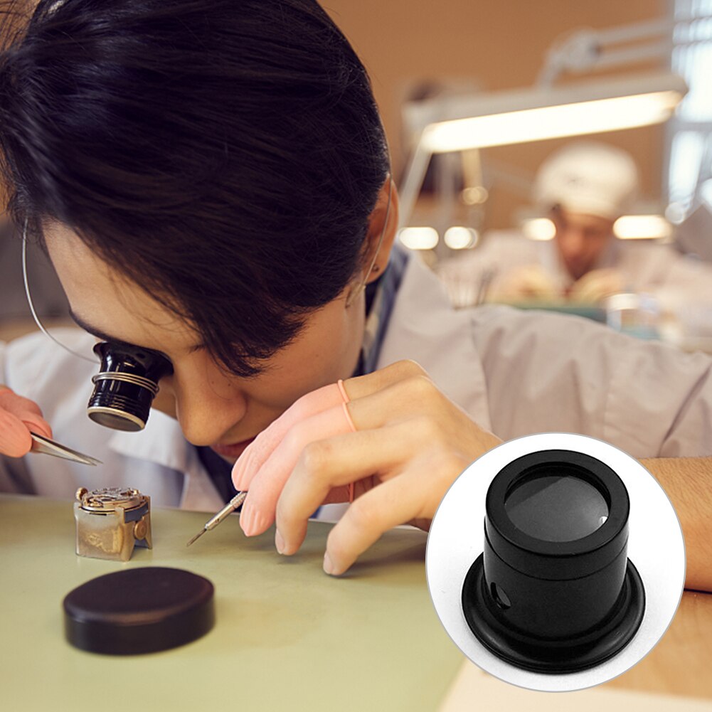 10X Monocular Glass Magnifier Watch Jewelry Repair Tools Loupe Lens Black Distance Reading Monocular Magnifier Kit for Watchmake