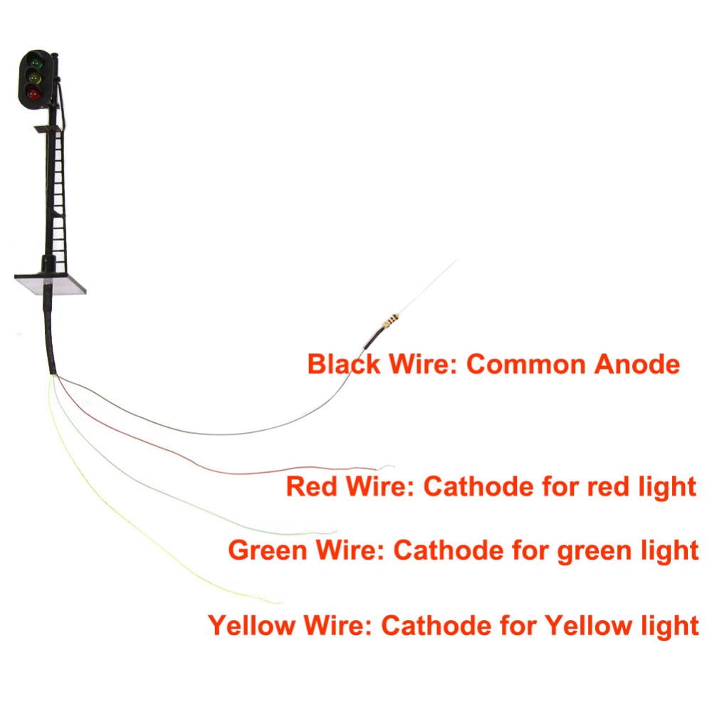 3pcs Model Railway 1:87 Red Yellow Green Block Signal Traffic Signal HO Scale 6.3cm Traffic Light Black Post with Ladder