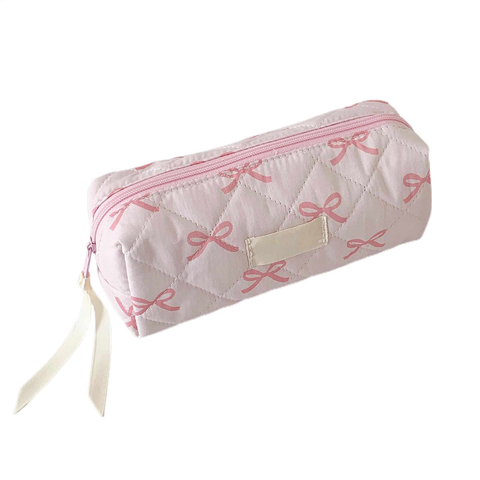 Cute Bow Pencil Case Portable Girl Makeup Bag Pouch Stationery Organizer Lightweight School Supplies