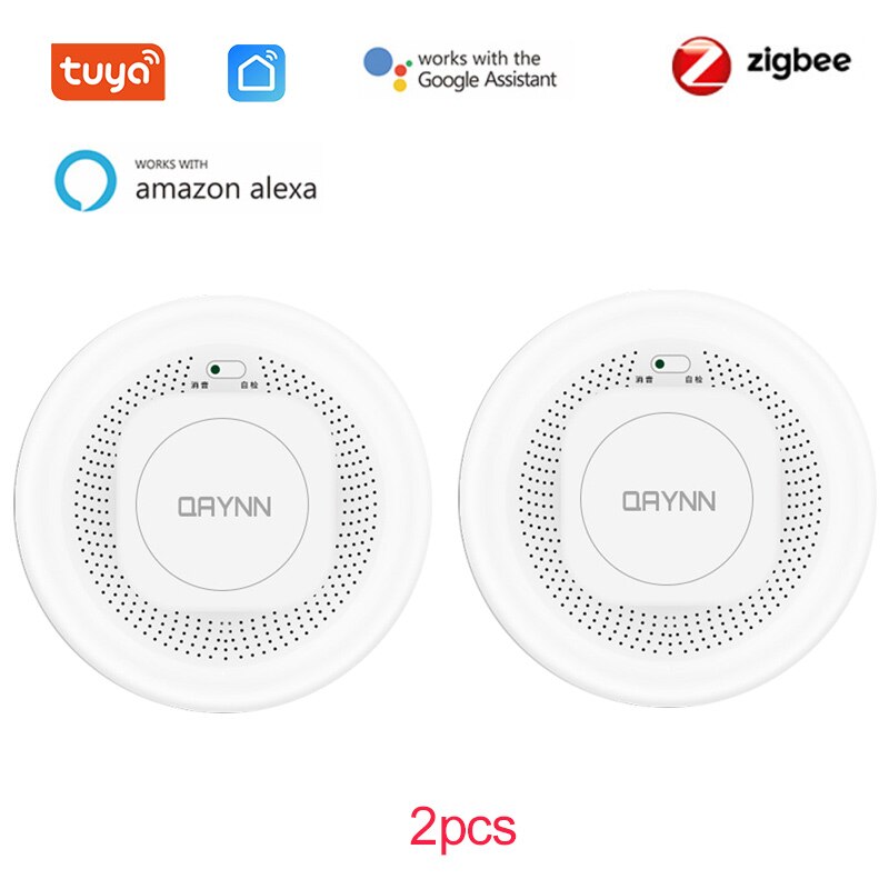 ZigBee Tuya Smoke Detector Sensor Wireless Smoke Fire Alarm Sensor Realtime Dual-sensor Smoke Detector Smart Home Alarm Security: 2pcs