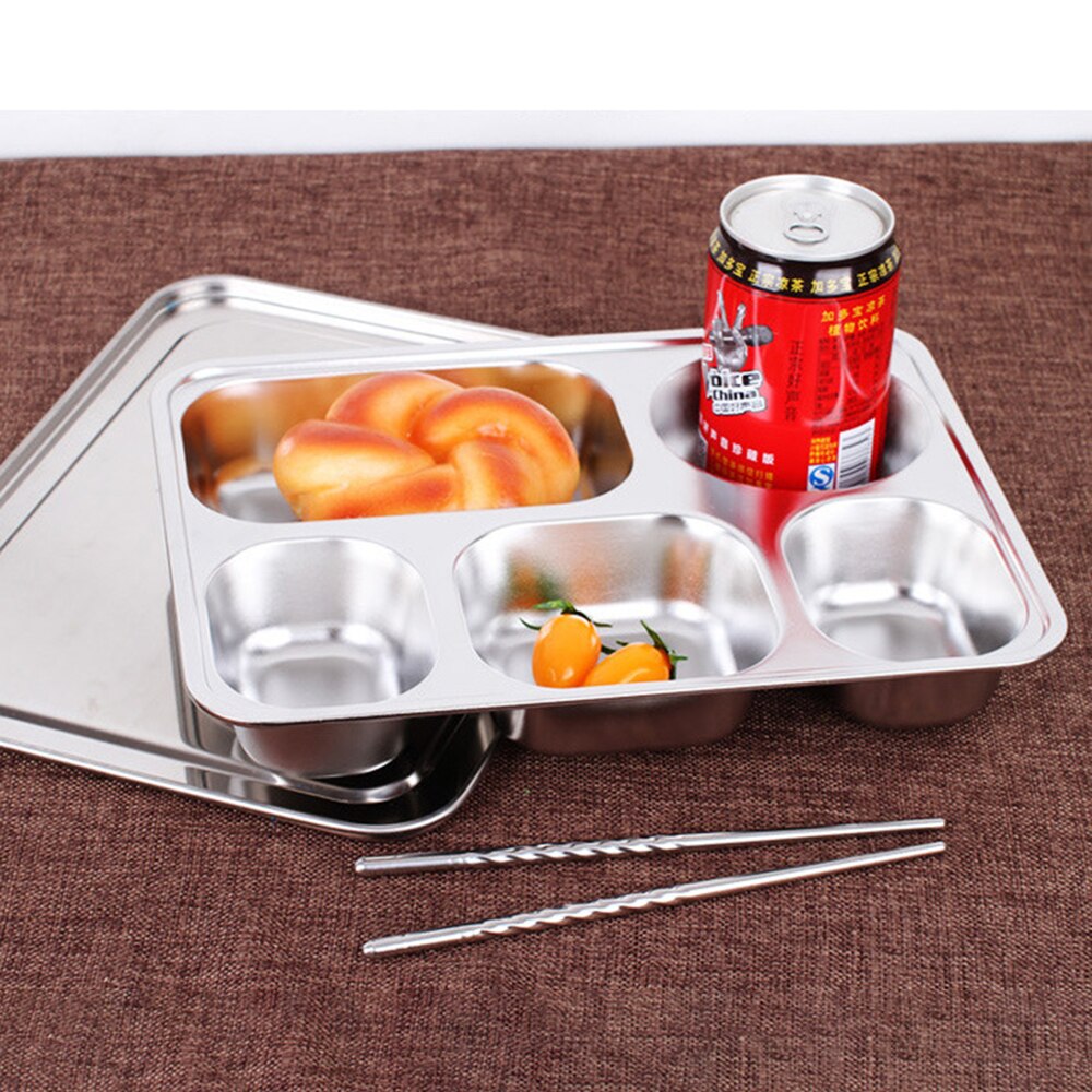 1Pcs Dikke Snacks Compartiment Met Deksel Rvs Lunchbox Student Kantine Fabriek Lunchbox