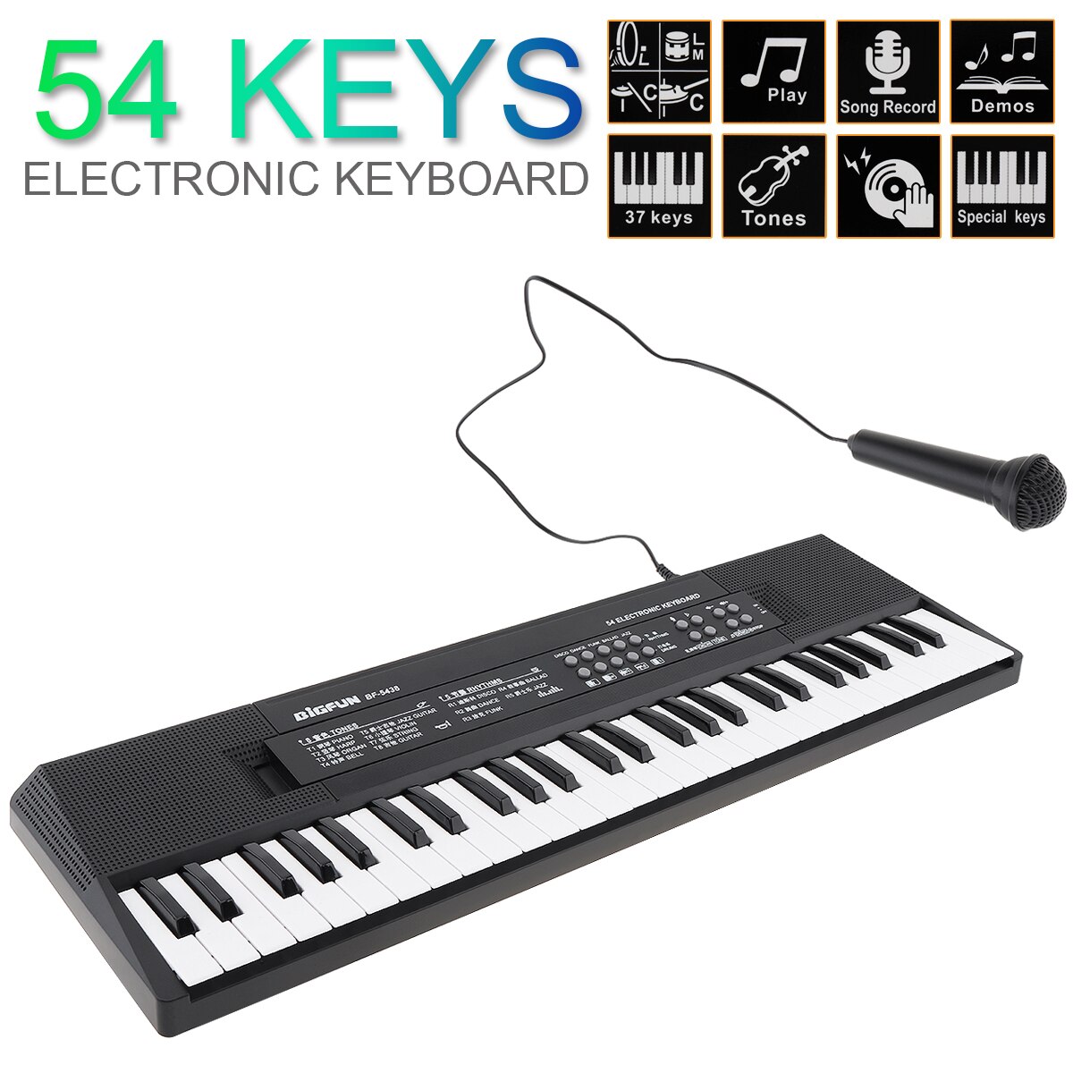 54 Keys Electronic Keyboard Piano Digital Music Key Board with Microphone Children Musical Enlightenments